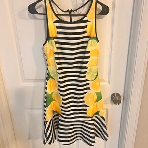 Elle Yellow and Black Midi Sundress Scoop Neck